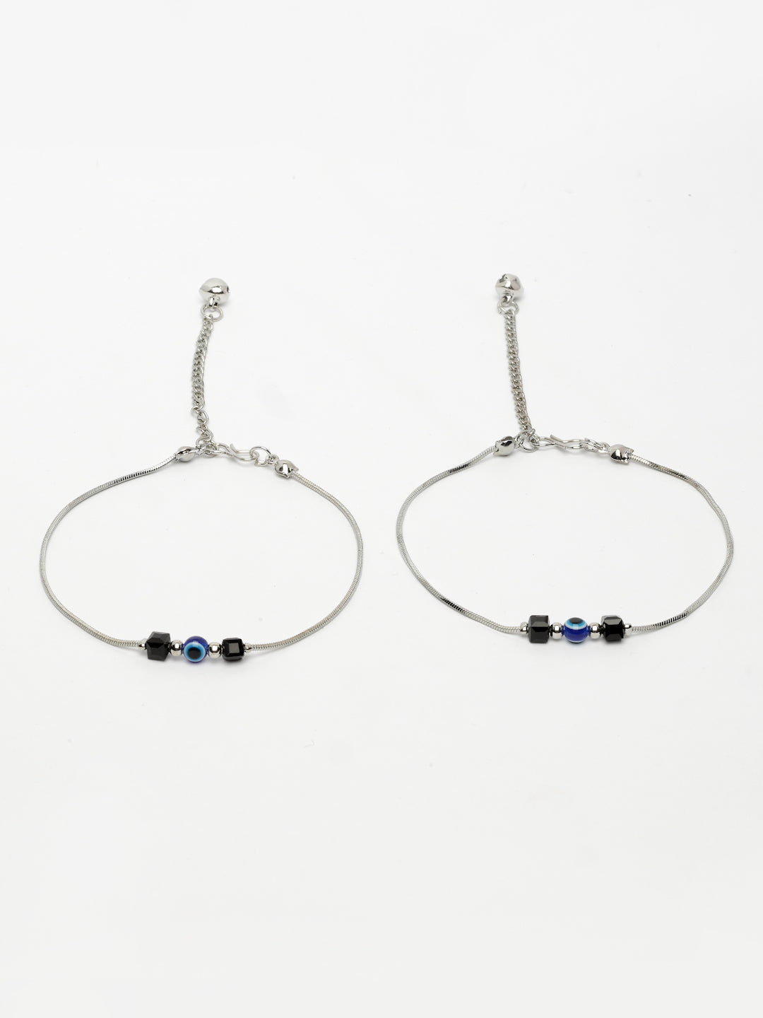 NVR Women's Silver-Plated Evil Eye Anklet | Grocsy