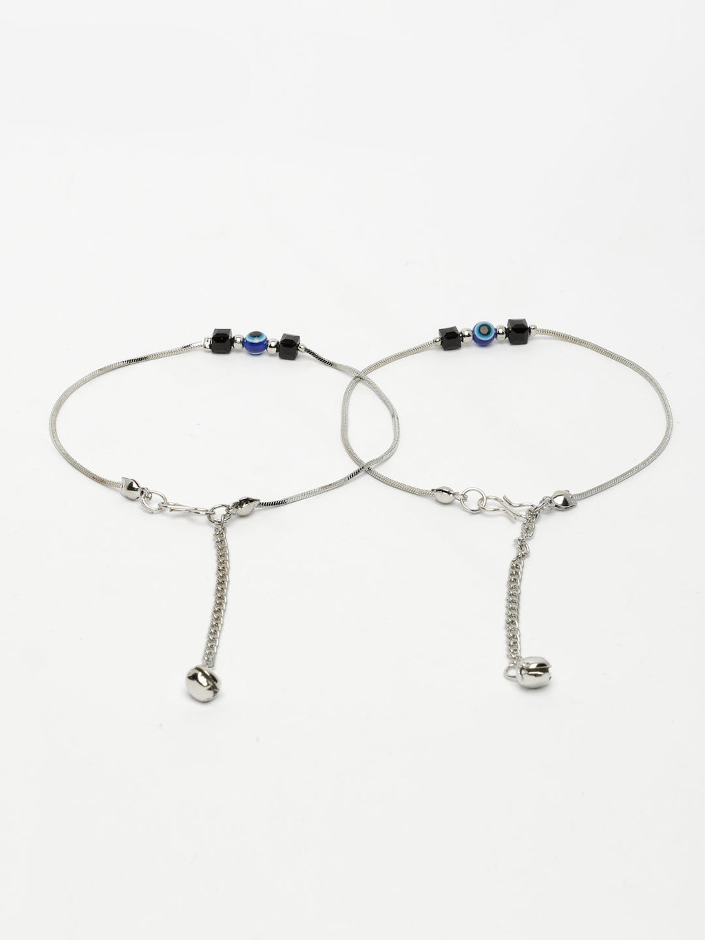 NVR Women's Silver-Plated Evil Eye Anklet | Grocsy