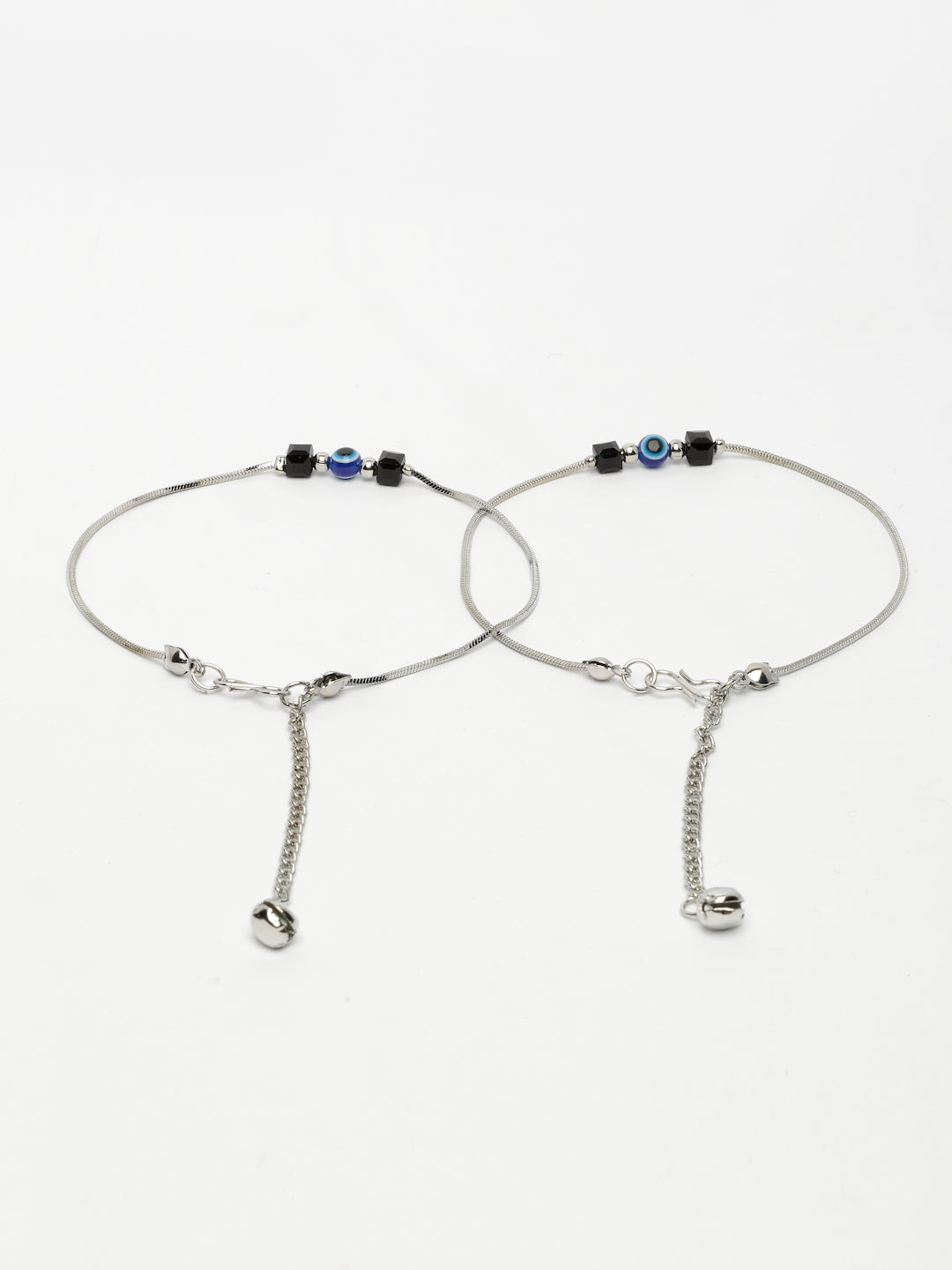 NVR Women's Silver-Plated Evil Eye Anklet | Grocsy
