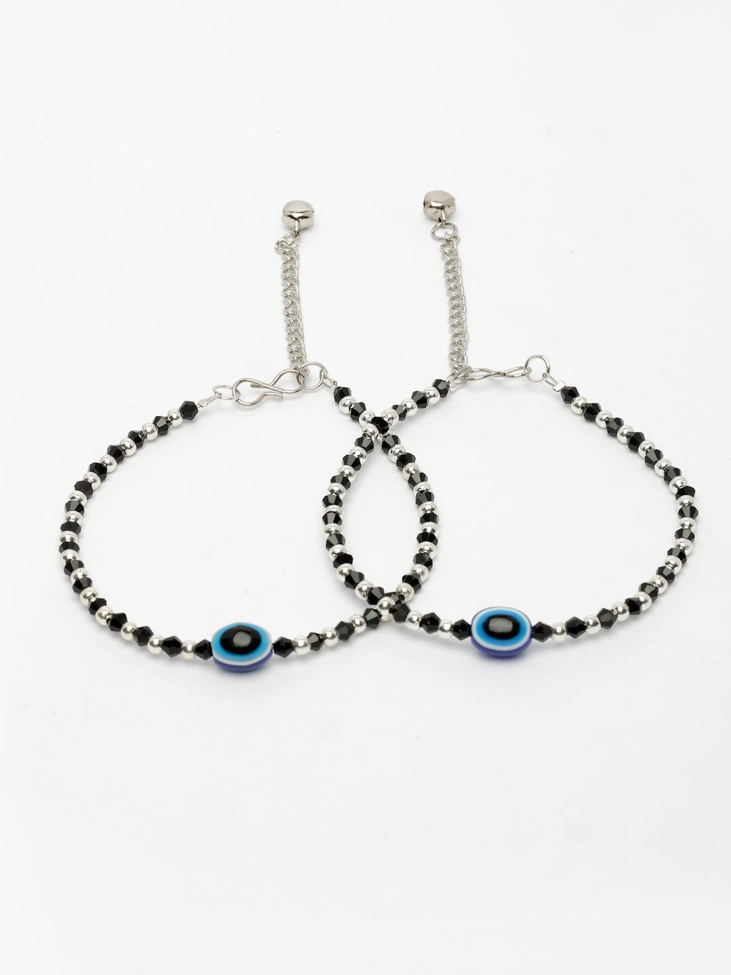 NVR Women's Silver-Plated Evil Eye Artificial Beads Anklet | Grocsy