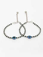 NVR Women's Silver-Plated Evil Eye Artificial Beads Anklet | Grocsy
