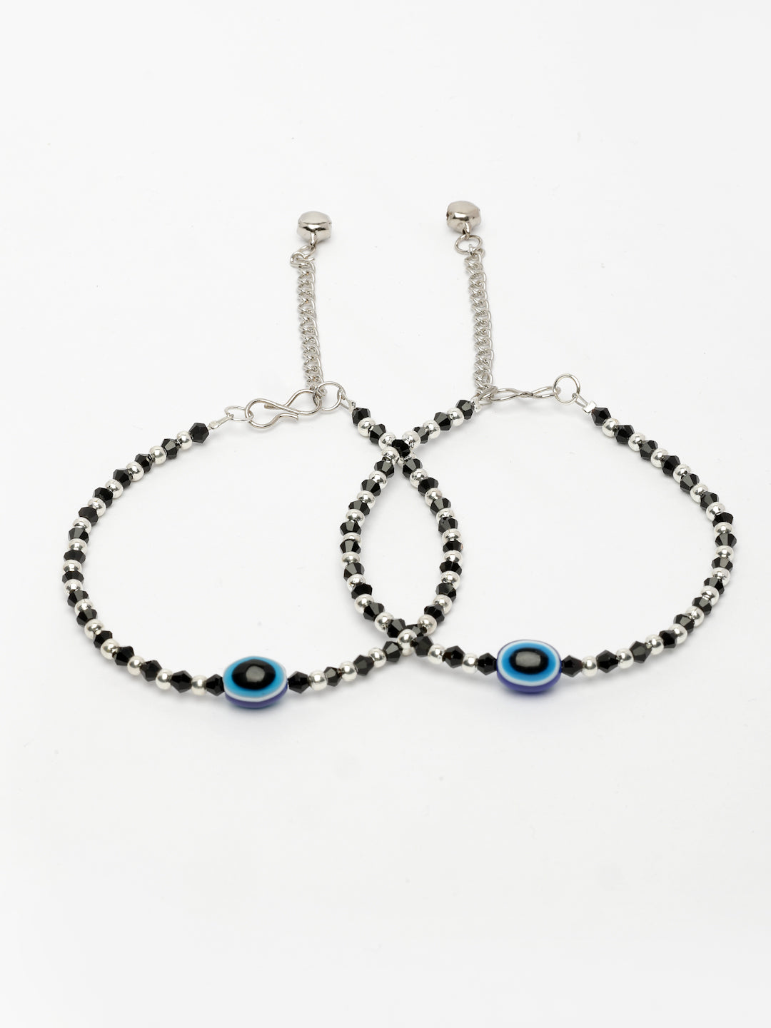 NVR Women's Silver-Plated Evil Eye Artificial Beads Anklet | Grocsy