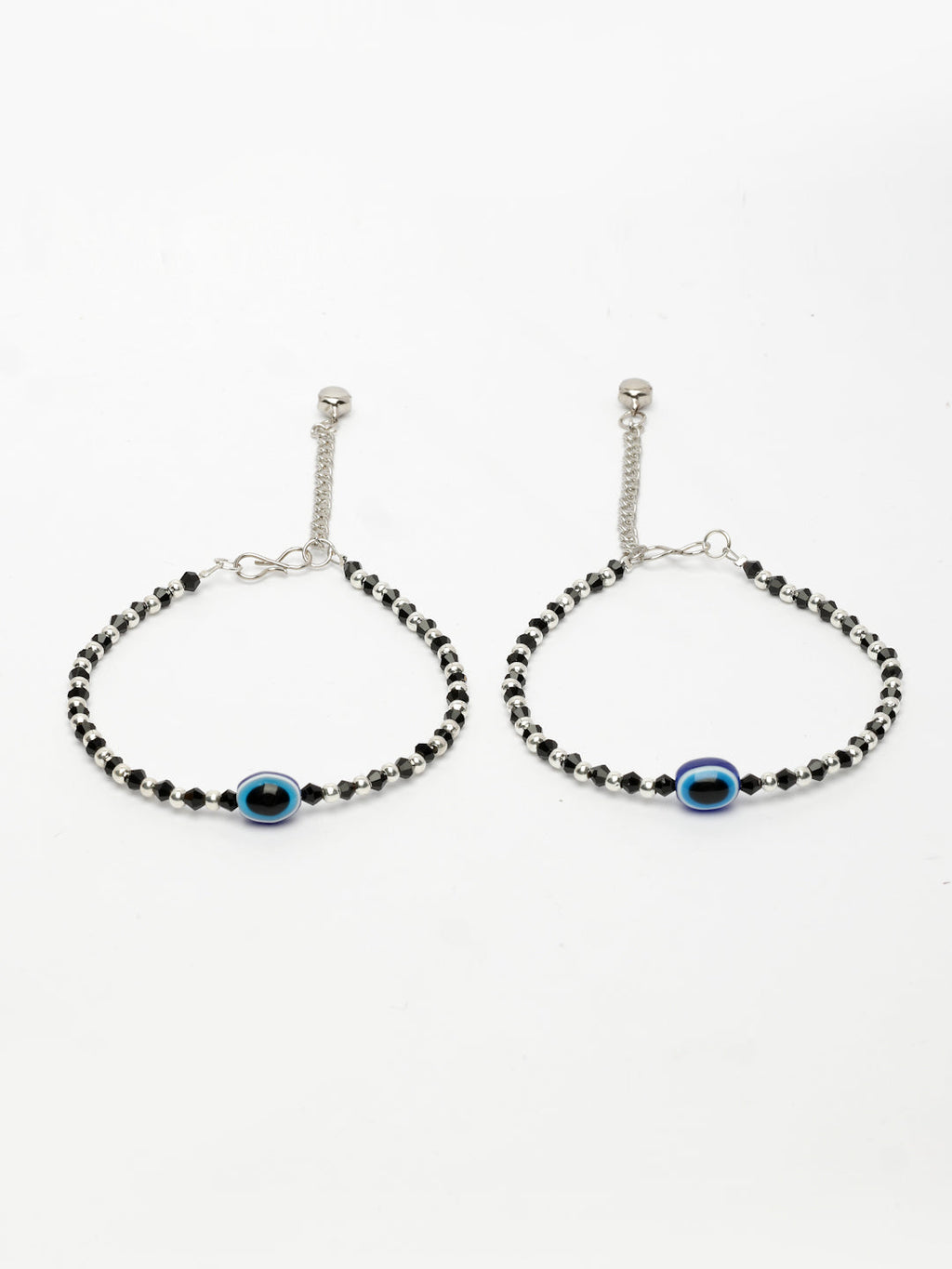 NVR Women's Silver-Plated Evil Eye Artificial Beads Anklet | Grocsy