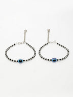 NVR Women's Silver-Plated Evil Eye Artificial Beads Anklet | Grocsy