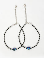 NVR Women's Silver-Plated Evil Eye Artificial Beads Anklet | Grocsy