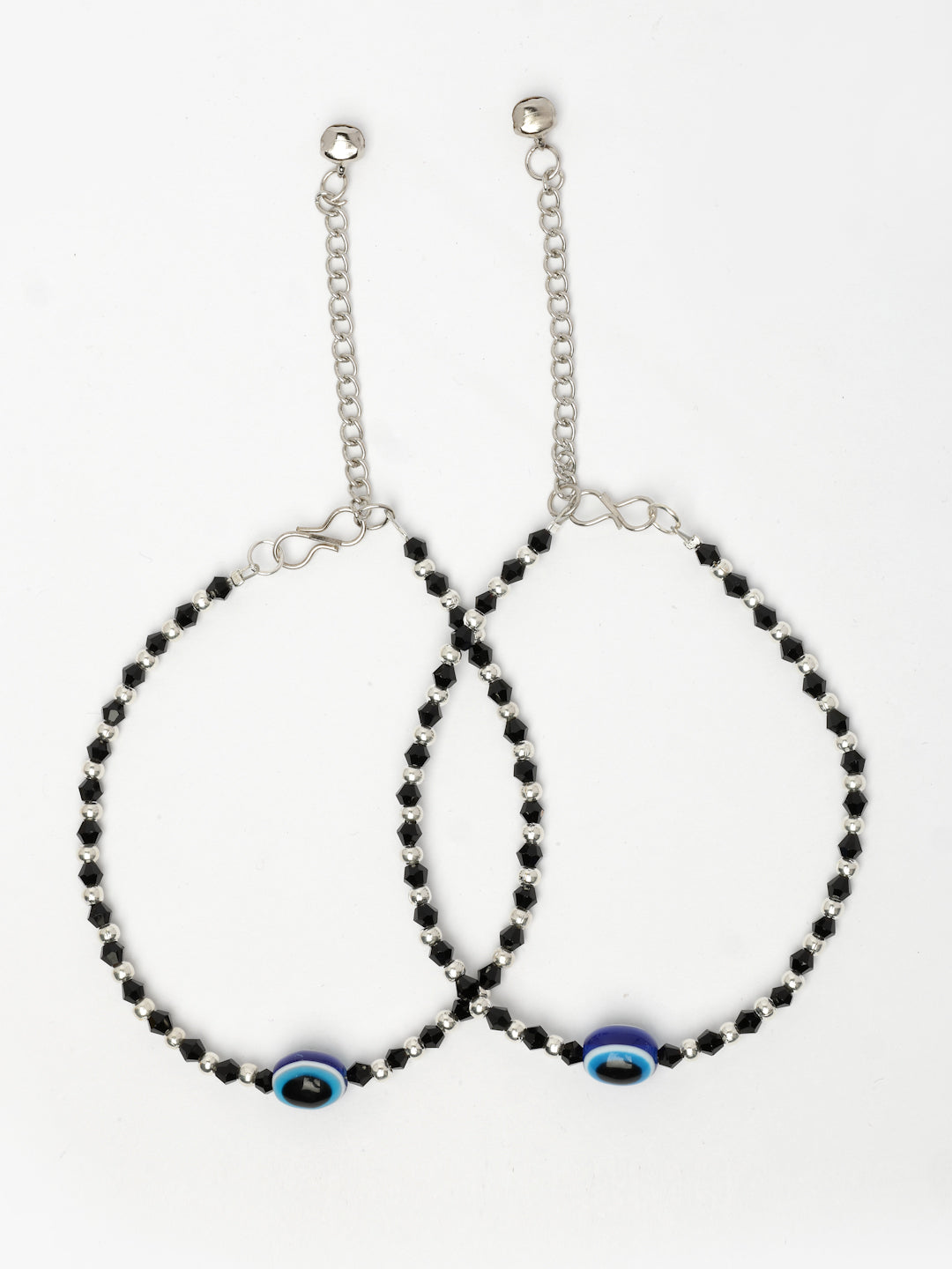 NVR Women's Silver-Plated Evil Eye Artificial Beads Anklet | Grocsy