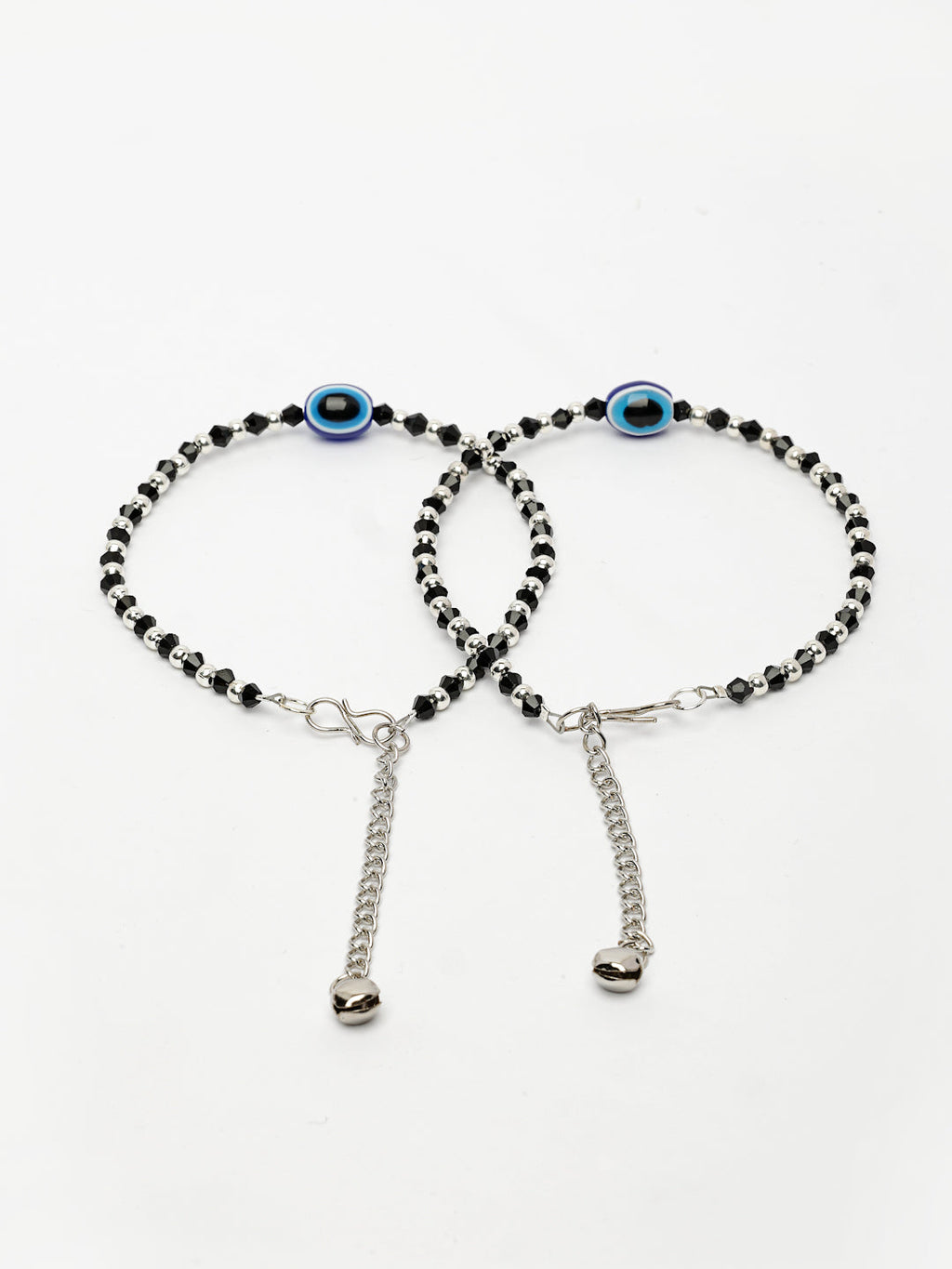NVR Women's Silver-Plated Evil Eye Artificial Beads Anklet | Grocsy