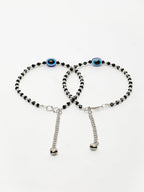 NVR Women's Silver-Plated Evil Eye Artificial Beads Anklet | Grocsy