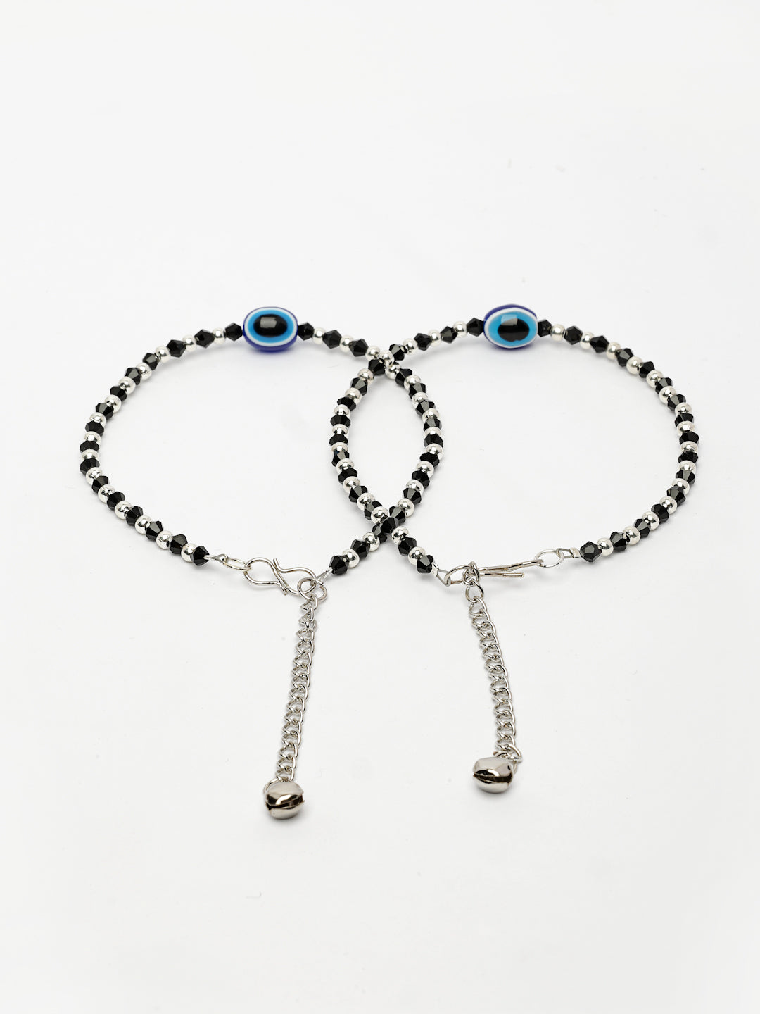 NVR Women's Silver-Plated Evil Eye Artificial Beads Anklet | Grocsy