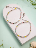 NVR Women's Multi-Coloured Artificial Beads Anklet | Grocsy