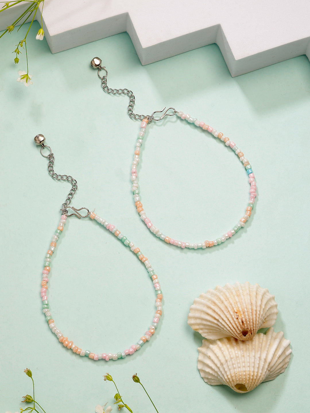NVR Women's Multi-Coloured Artificial Beads Anklet | Grocsy