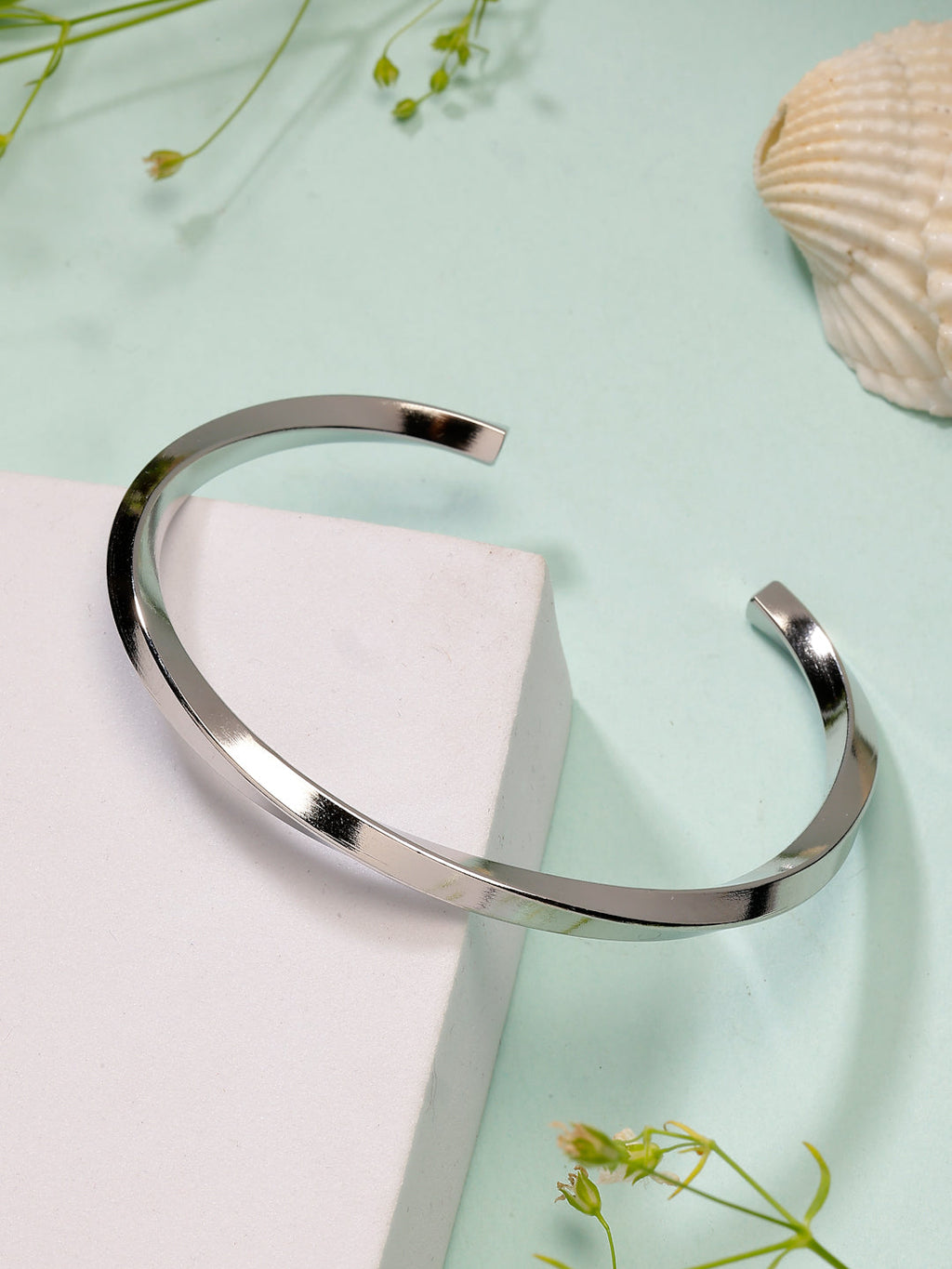 NVR Men's Silver-Plated Stainless Steel Cuff Bracelet | Grocsy