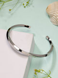NVR Men's Silver-Plated Stainless Steel Cuff Bracelet | Grocsy