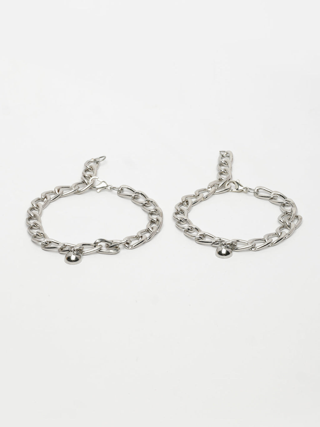 NVR Men's Set of 2 Silver-Plated Stainless Steel Link Bracelet | Grocsy