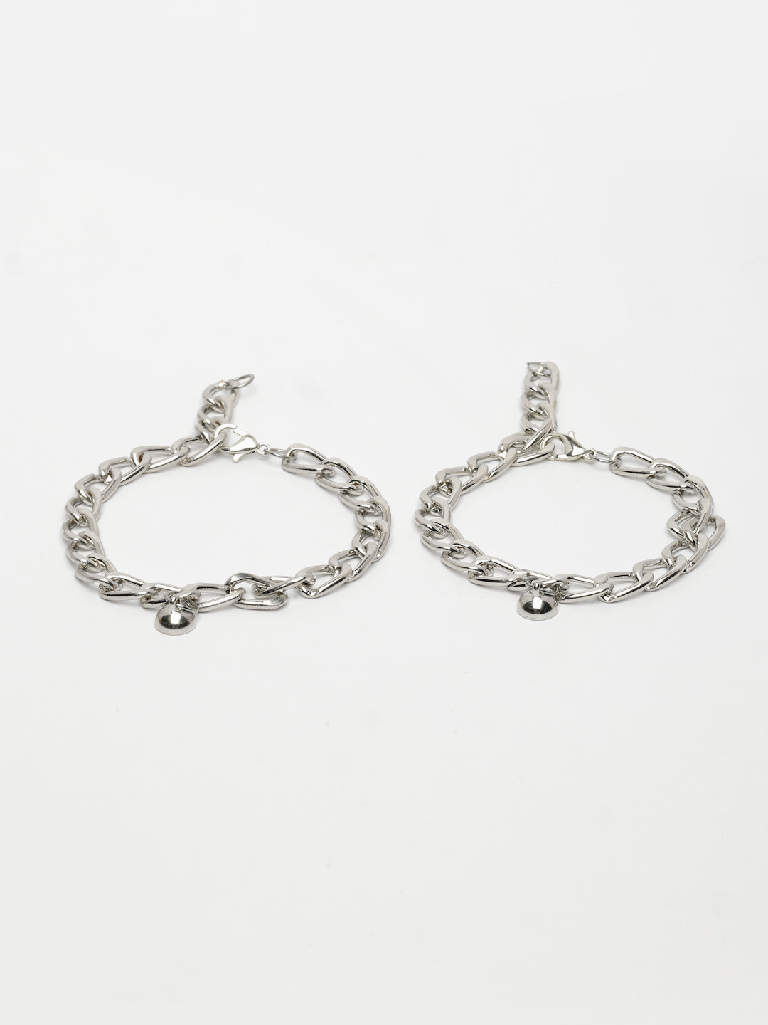 NVR Men's Set of 2 Silver-Plated Stainless Steel Link Bracelet | Grocsy
