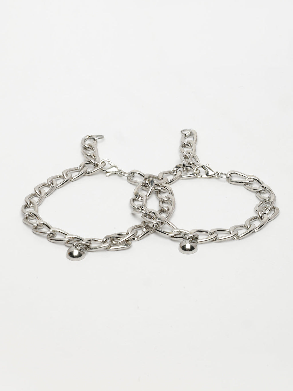 NVR Men's Set of 2 Silver-Plated Stainless Steel Link Bracelet | Grocsy