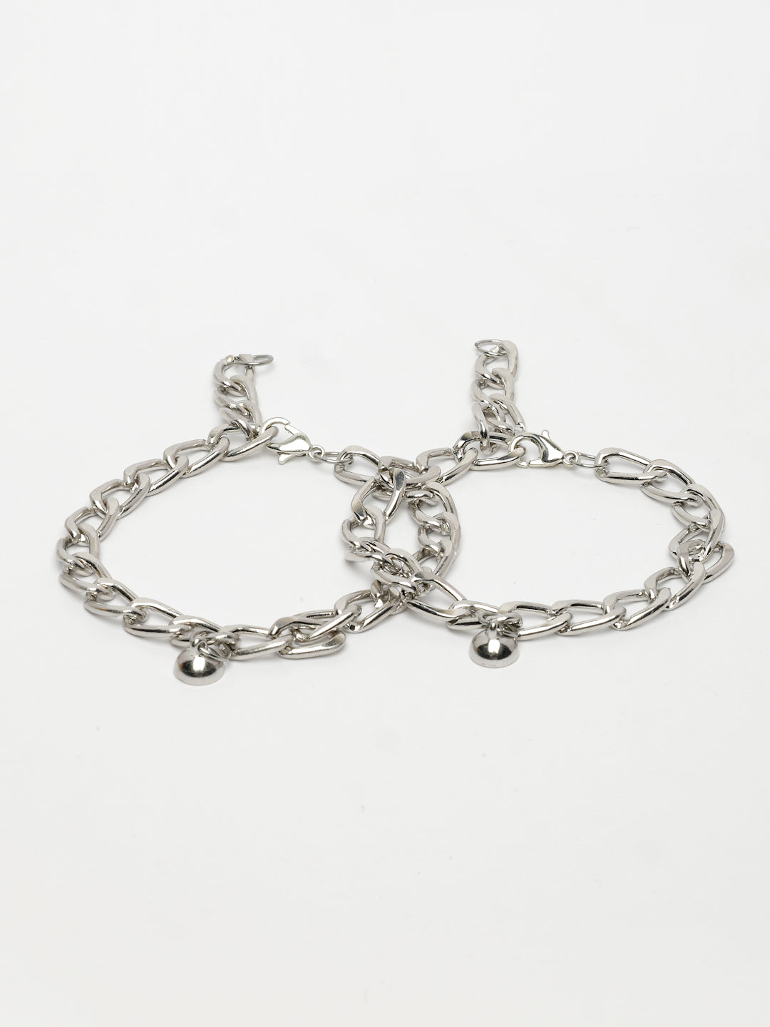 NVR Men's Set of 2 Silver-Plated Stainless Steel Link Bracelet | Grocsy