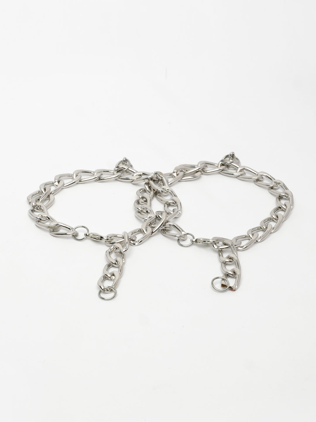 NVR Men's Set of 2 Silver-Plated Stainless Steel Link Bracelet | Grocsy