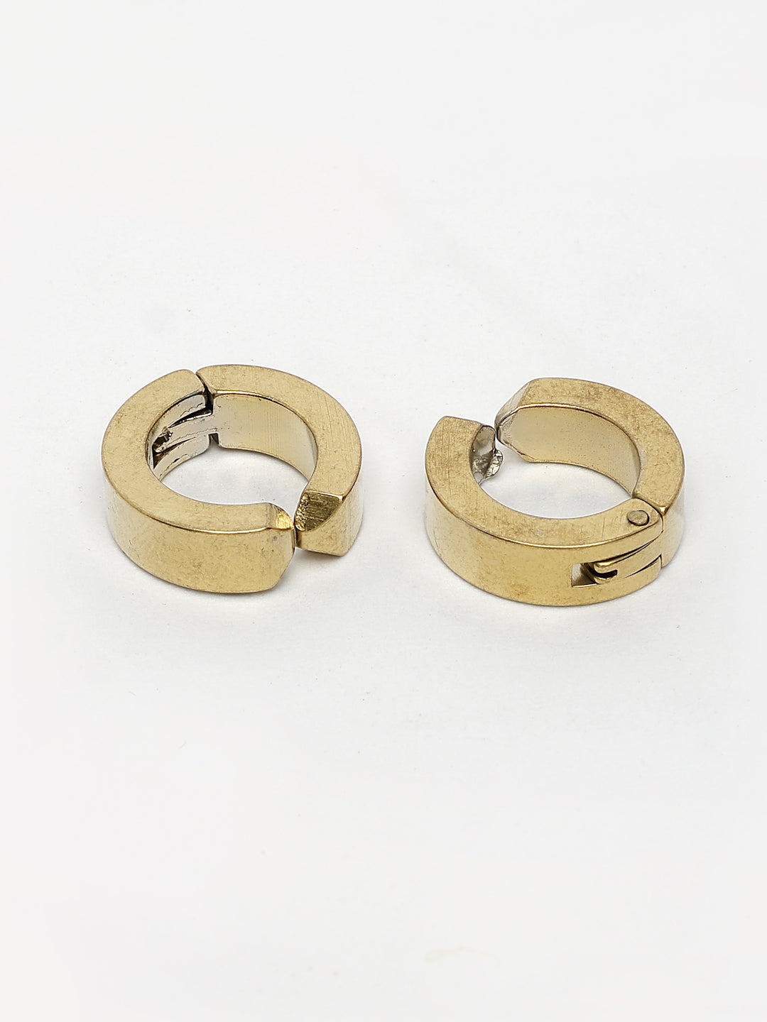 NVR Men's Gold-Polished Contemporary Hoop Earrings