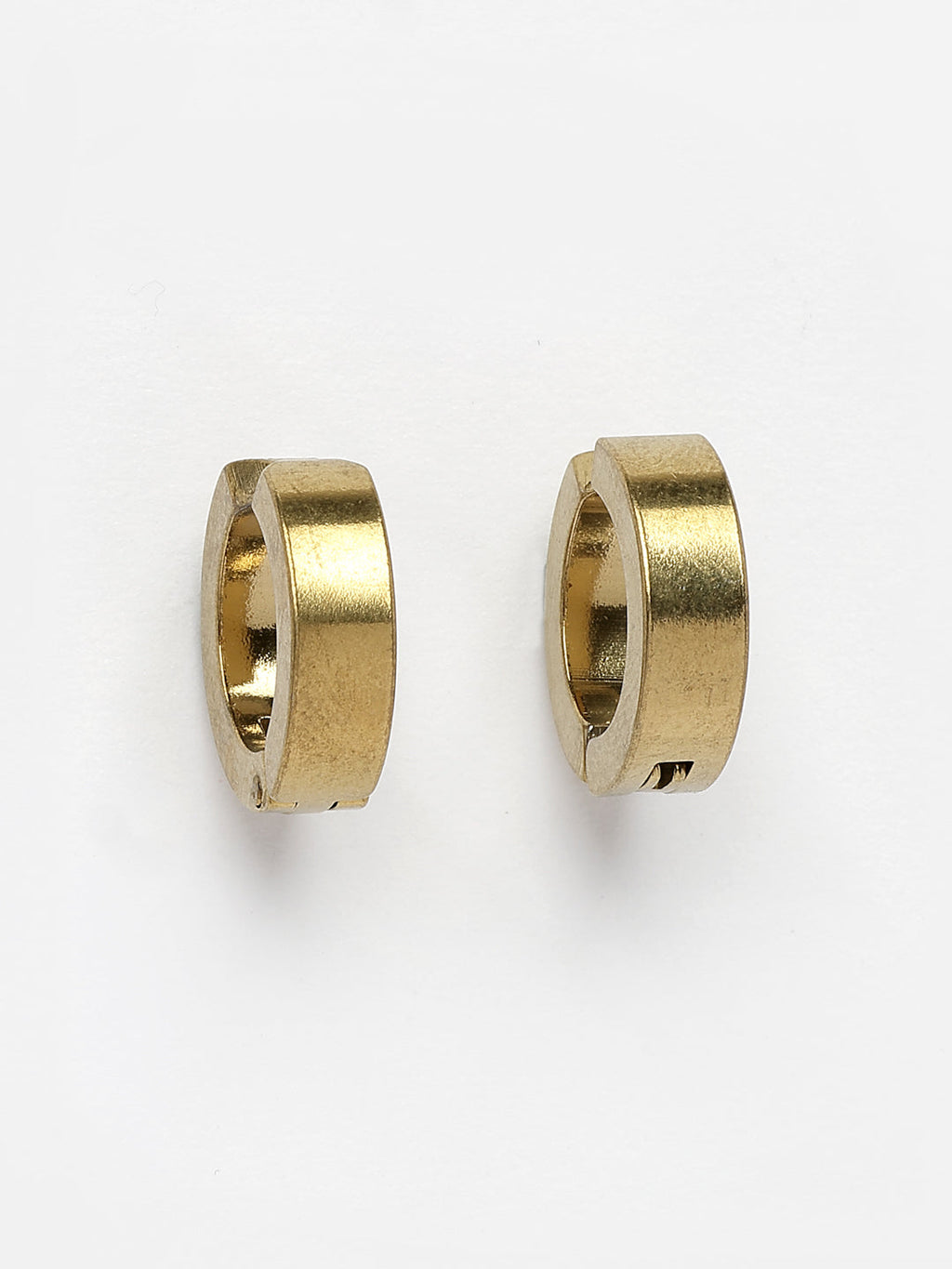 NVR Men's Gold-Polished Contemporary Hoop Earrings