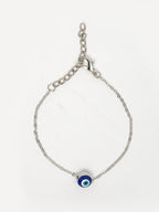 NVR Women's Silver-Plated Evil Eye Link Bracelet