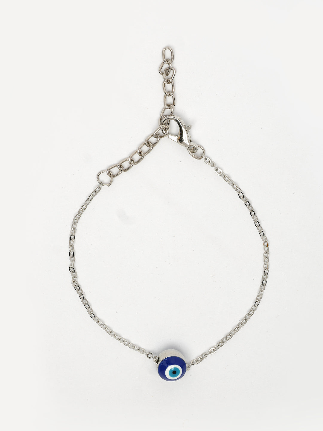 NVR Women's Silver-Plated Evil Eye Link Bracelet