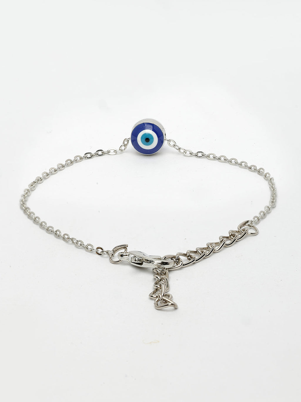 NVR Women's Silver-Plated Evil Eye Link Bracelet