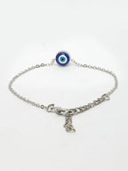 NVR Women's Silver-Plated Evil Eye Link Bracelet