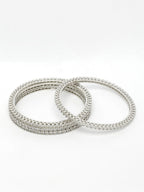 NVR Women's Set of 4 Silver-Plated Cubic Zirconia Stone Studded Bangles