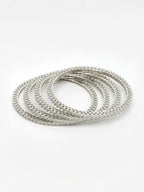 NVR Women's Set of 4 Silver-Plated Cubic Zirconia Stone Studded Bangles