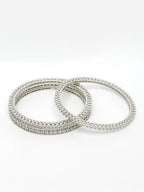 NVR Women's Set of 4 Silver-Plated Cubic Zirconia Stone Studded Bangles