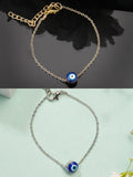 NVR Women's Set of 2 Gold & Silver Polished Evil eye Link Bracelet | Grocsy