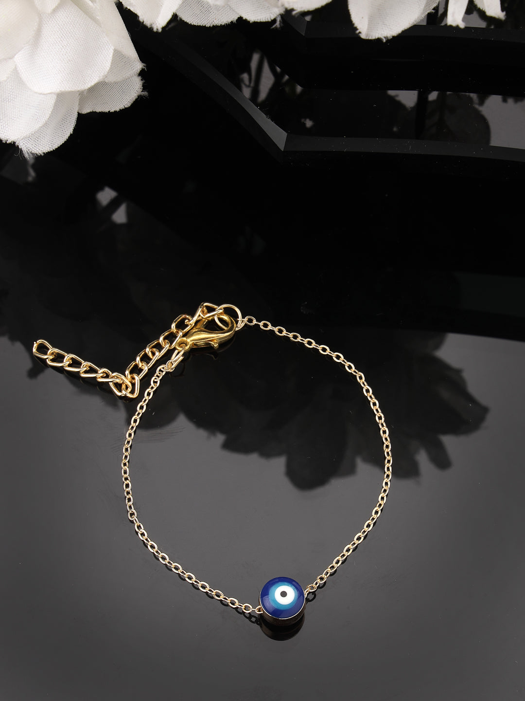 NVR Women's Set of 2 Gold & Silver Polished Evil eye Link Bracelet | Grocsy