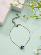 NVR Women's Set of 2 Gold & Silver Polished Evil eye Link Bracelet | Grocsy