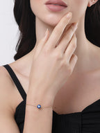 NVR Women's Set of 2 Gold & Silver Polished Evil eye Link Bracelet | Grocsy