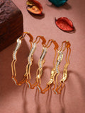 NVR Women's Set of 4 Gold-Polished Cubic Zirconia Stone Studded Bangles | Grocsy