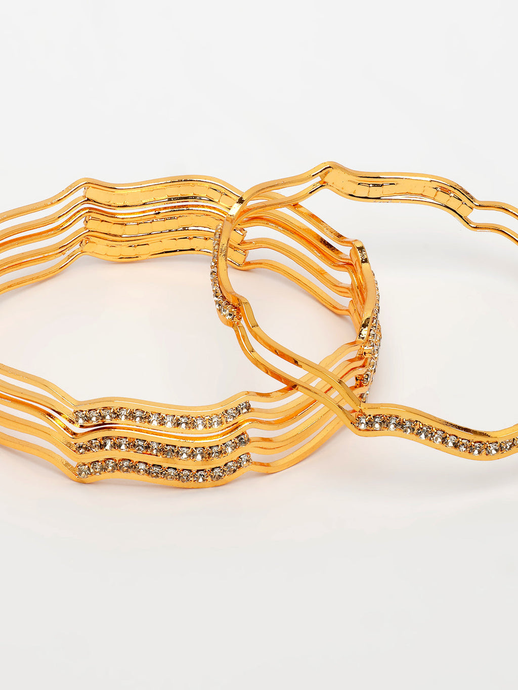 NVR Women's Set of 4 Gold-Polished Cubic Zirconia Stone Studded Bangles | Grocsy