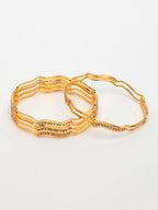 NVR Women's Set of 4 Gold-Polished Cubic Zirconia Stone Studded Bangles | Grocsy