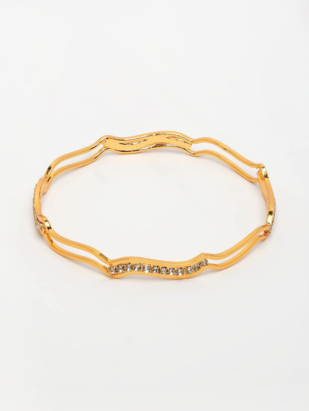 NVR Women's Set of 4 Gold-Polished Cubic Zirconia Stone Studded Bangles | Grocsy