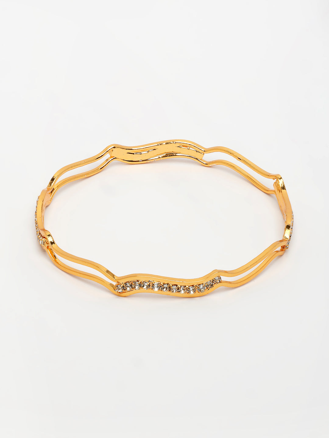 NVR Women's Set of 4 Gold-Polished Cubic Zirconia Stone Studded Bangles | Grocsy