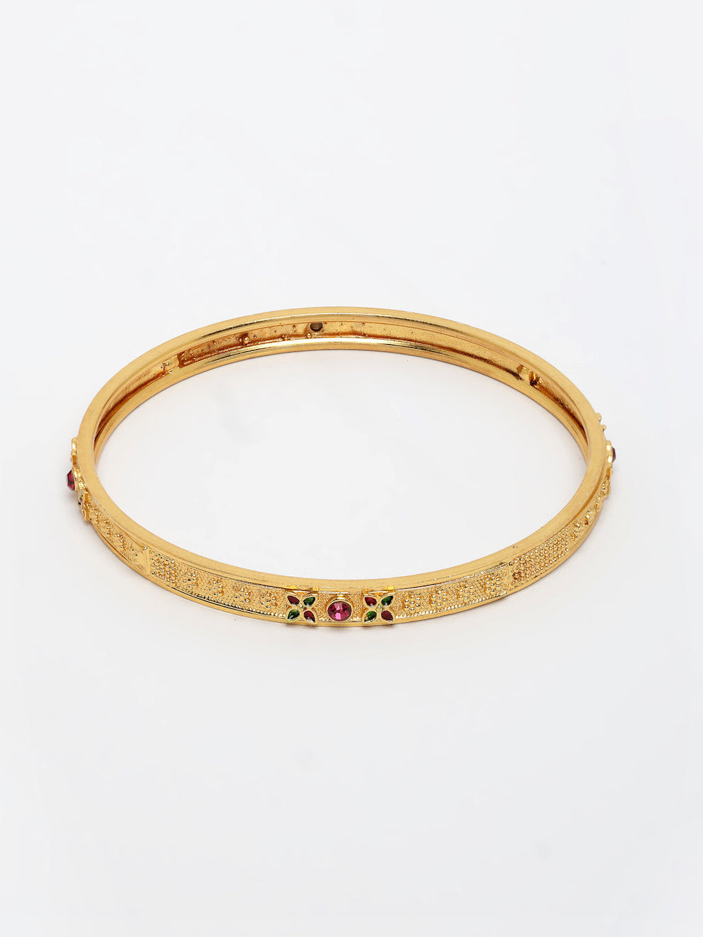 NVR Women's Set of 4 Gold-Polished Artificial Stones Traditional Bangles