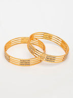 NVR Women's Set of 2 Gold-Polished Cubic Zirconia Stone Studded Bangles