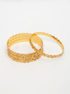 NVR Women's Set of 4 Gold-Polished Leaf Shaped Traditional Bangles | Grocsy