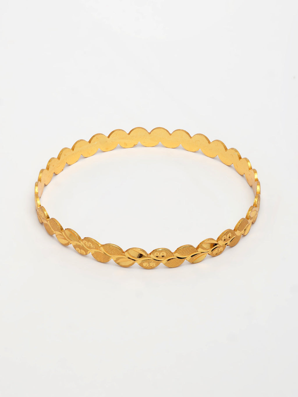 NVR Women's Set of 4 Gold-Polished Leaf Shaped Traditional Bangles | Grocsy