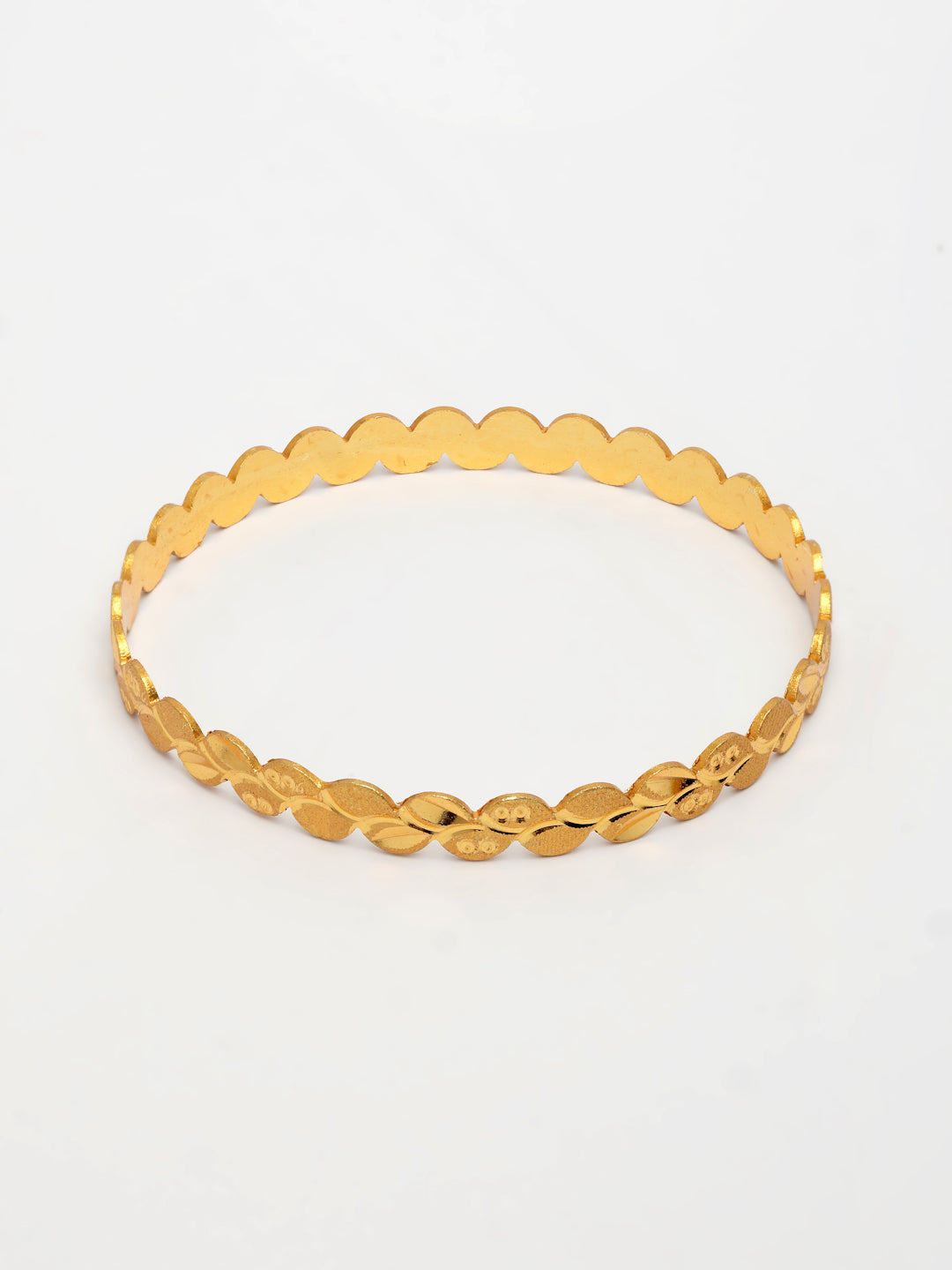 NVR Women's Set of 4 Gold-Polished Leaf Shaped Traditional Bangles | Grocsy