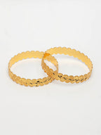 NVR Women's Set of 2 Gold-Polished Leaf Shaped Kada Bangles