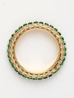 NVR Women's Set of 2 Gold-Polished Kundan Studded Bangles