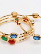 NVR Women's Set of 4 Gold-Polished Artificial Stone Studded Bangles