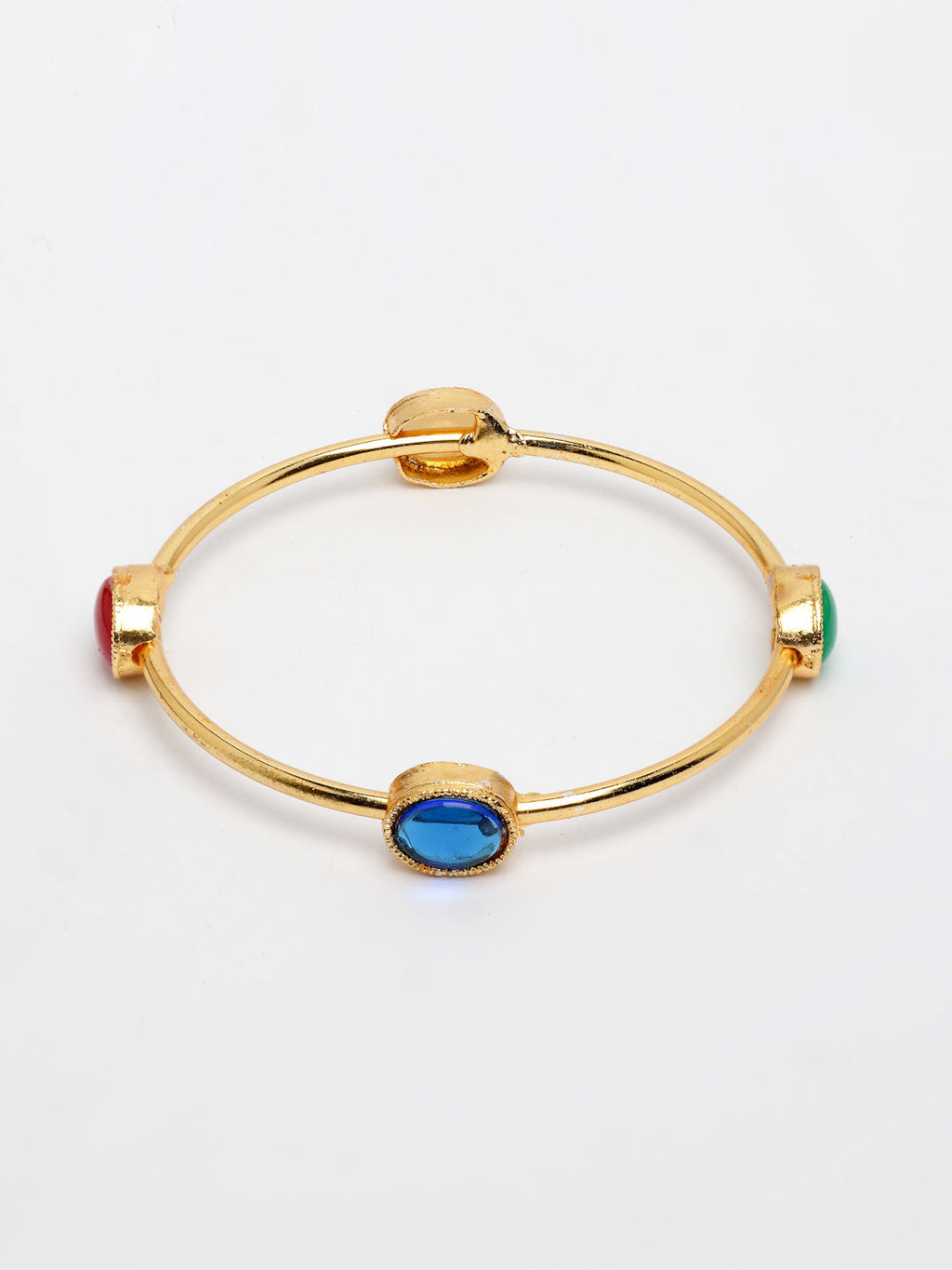 NVR Women's Set of 4 Gold-Polished Artificial Stone Studded Bangles