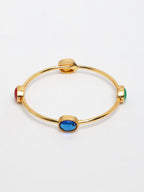 NVR Women's Set of 4 Gold-Polished Artificial Stone Studded Bangles